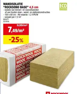 Hubo Rockwool RockSono Base isolatieplaat 100x60x4,5 cm R1,2 7,2m² aanbieding