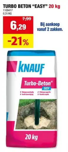 Hubo Knauf Turbo-Beton easy 20kg aanbieding