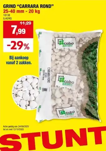 Hubo Carrara keien 25-40 mm 20kg wit aanbieding