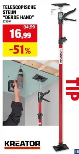 Hubo Kreator KRT673001 telescopische steun derde hand 300cm aanbieding
