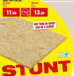 Hubo OSB 3 met tand & groef 244x59 cm 12mm aanbieding