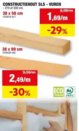 Hubo CONSTRUCTIEHOUT SLS - VUREN 38 x 89 cm aanbieding