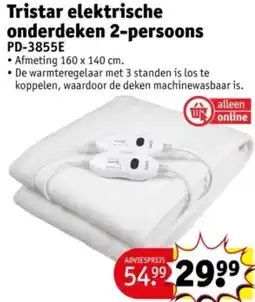 Kruidvat Tristar elektrische onderdeken 2-persoons PD-3855E aanbieding