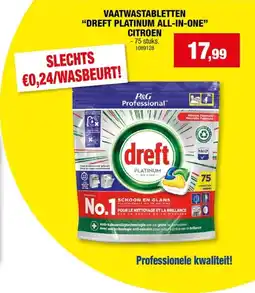Hubo Dreft Professional Platinum All-in-One vaatwastabletten citroen 75 stuks aanbieding