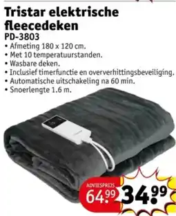 Kruidvat Tristar elektrische fleecedeken PD-3803 aanbieding