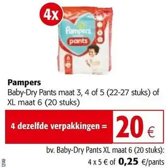 Colruyt Pampers baby-dry pants xl maat 6 aanbieding