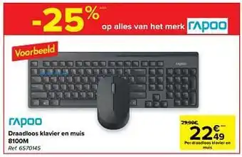 Rapoo draadloos klavier en muis 8100m