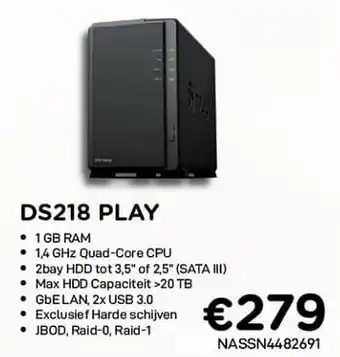 CompuDeals Syno ds218 play aanbieding