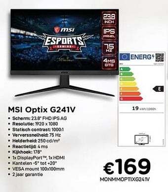 CompuDeals Msi optix g241v aanbieding