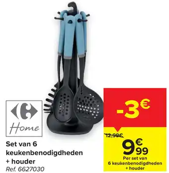 Carrefour Market Set van 6 keukenbenodigdheden + houder aanbieding