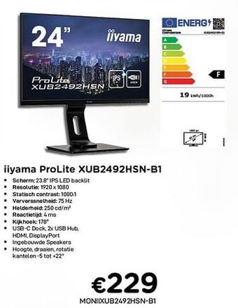 CompuDeals Iiyama prolite xub2492hsn-b1 aanbieding