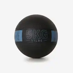 Decathlon Medicine ball 5 kg rubber zwart blauw aanbieding