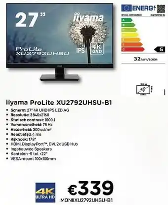 CompuDeals Iïvama prolite xu2792uhsu-b1 aanbieding