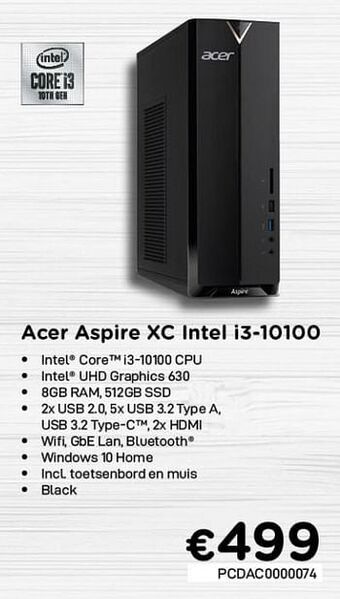 CompuDeals Acer aspire xc intel i3-10100 aanbieding
