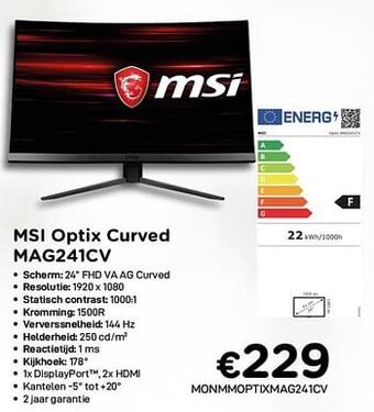 CompuDeals Msi optix curved mag241cv aanbieding