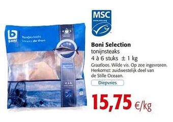 Colruyt Boni selection tonijnsteaks aanbieding