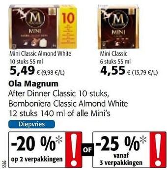 Colruyt Ola magnum after dinner classic, bomboniera classic almond white of alle mini`s aanbieding