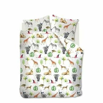 Leen Bakker Ambiante dekbedovertrek Savanna Friends - veelkleurig - 240x200/220 cm - Leen Bakker aanbieding