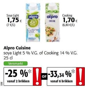 Colruyt Alpro cuisine soya light of cooking aanbieding