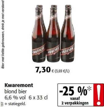 Colruyt Kwaremont blond bier aanbieding