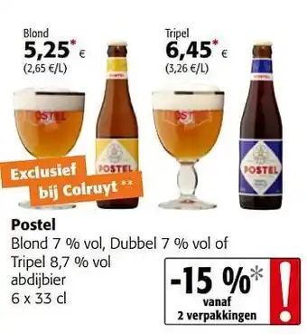 Colruyt Postel blond dubbel of tripel abdijbier aanbieding