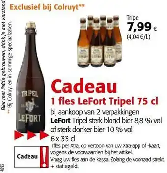Colruyt Lefort tripel sterk blond bier of sterk donker bier aanbieding