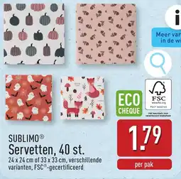 ALDI Sublimo Servetten, 40 st. aanbieding
