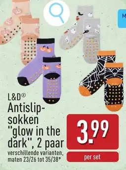 ALDI L&D Antislip-sokken glow in the dark, 2 paar aanbieding
