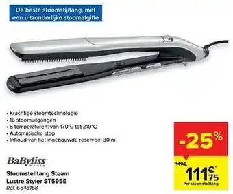 Babyliss stoomsteiltang steam lustre styler st595e