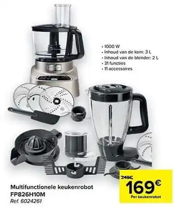 Carrefour Moulinex multifunctionele keukenrobot fp826h10m aanbieding