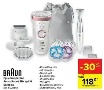 Carrefour Braun epileerapparaat sensosmart silk épil 9 skinspa aanbieding