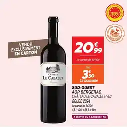 Netto Sud Ouest AOP Bergerac Château Le Cabalet HVE3 Rouge 2024 aanbieding