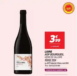 Netto Loire AOP Bourgueil Henri De Valloire Rouge 2024 aanbieding