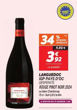 Netto Languedoc IGP Pays D'Oc Desperate Rouge Pinot Noir 2024 aanbieding