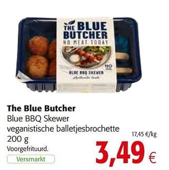 Colruyt The blue butcher blue bbq skewer veganistische balletjesbrochette aanbieding