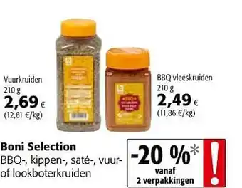 Colruyt Boni selection bbq-, kippen-, saté-, vuur of lookboterkruiden aanbieding