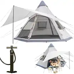 Decathlon Opblaasbare familietent Tipi Hetta 460 Air Protect - 6 personen - Genaaide vloer aanbieding