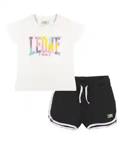 Decathlon Meisjesset bestaande uit een katoenen T-shirt en short van Leone Rainbow aanbieding