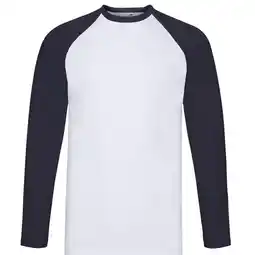 Decathlon Heren Valueweight Baseball Tshirt met lange mouwen (Witte/diepe marine) aanbieding