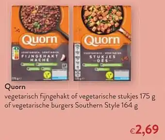 Quorn vegetarisch fijngehakt of vegetarische stukjes of vegetarische burgers southern style