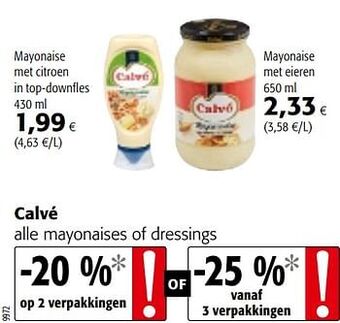 Colruyt Calvé alle mayonaises of dressings aanbieding