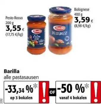 Colruyt Barilla alle pastasausen aanbieding