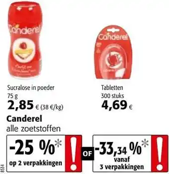 Colruyt Canderel alle zoetstoffen aanbieding