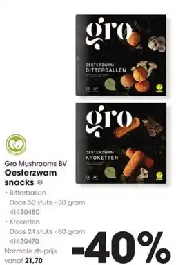 Hanos Gro Mushrooms BV Oesterzwam snacks aanbieding