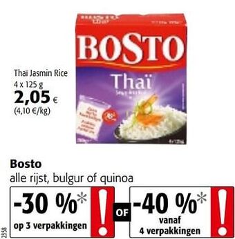 Colruyt Bosto alle rijst, bulgur of quinoa aanbieding