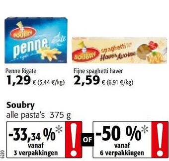 Colruyt Soubry alle pasta`s aanbieding
