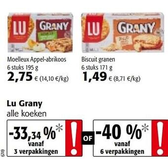 Colruyt Lu grany alle koeken aanbieding