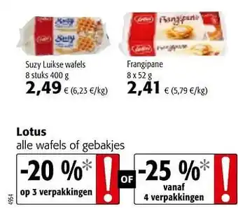 Colruyt Lotus alle wafels of gebakjes aanbieding