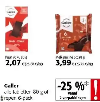 Colruyt Galler alle tabletten of repen aanbieding