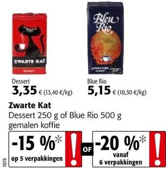 Zwarte kat dessert of blue rio gemalen koffie